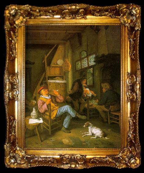 framed  Cornelis Dusart Pipe Smoker, ta009-2